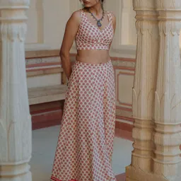 BAARO MASI Printed Block Print Ready to Wear Lehenga & Blouse With Dupatta image 2