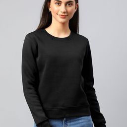 Xpose Women Solid Round Neck Wool Pullover Sweatshirt-picture-14