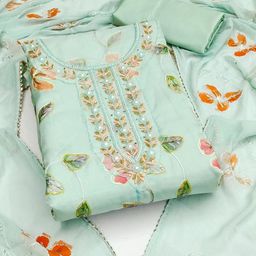 NEGRONI Floral Embroidered Beads & Stones Unstitched Dress Material-image-63