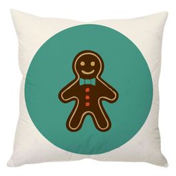 StyBuzz Cushion Cover Gingerbread Man Print - Green White-image-27