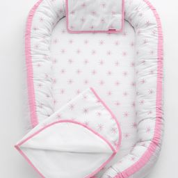 Babyhug Premium 3 Piece Baby Nest Gadda Set With Diaper Changing Mat - Pink-20