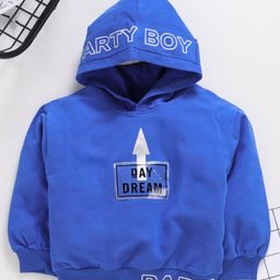 Lekeer Kids Full Sleeves Hoodie Text Print - Blue-image-40