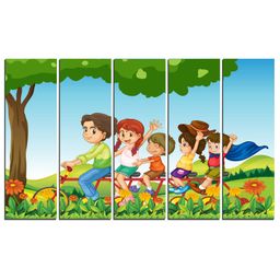Wens Happy Kids Velvet Laminated Wall Art With  5 Panels - Multicolor-image-54