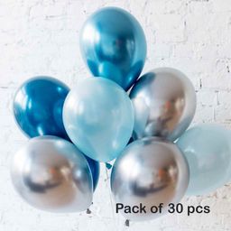 Balloon Junction Metallic Balloons Blue Silver - Pack of 30-image-42