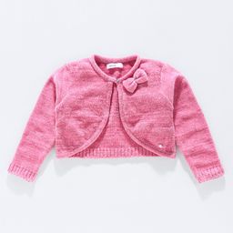 Babyoye Full Sleeves Shrug Bow Applique - Pink-image-23