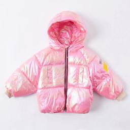 Kookie Kids Full Sleeves Padded Hooded Jacket Text Print - Pink-image-30