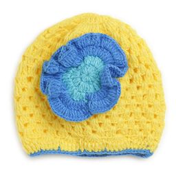 MayRa Knits Hand Knitted Floral Design Crochet Cap - Yellow-image-49