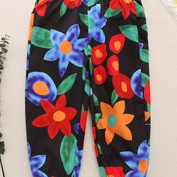 Kookie Kids Full Length Lounge Pant Floral Print - Black-image-129