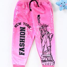 Eteenz Full Length Lounge Pant New York Fashion Print - Pink-image-90