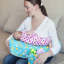 Babyhug Cotton Feeding Pillow With Belt Star Print - Blue-11