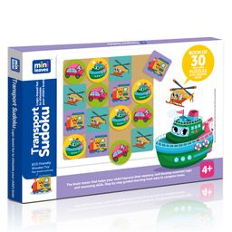 Minileaves Wooden Transport Sudoku Game, Puzzle Board Game for Kids 4+ Age with Flash Cards-image-16