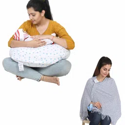 Lulamom 100% Cotton Nursing Shawl and Pillow Combo - Blue-picture-12