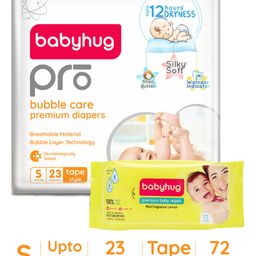Babyhug Pro Bubble care premium Tape Style Diaper Small - 23 Pieces & Babyhug Premium Baby Lemon Wipes - 72 Pieces-image-7