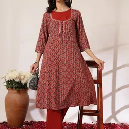 Nayam By Lakshita Ethnic Motifs Printed A Line Kurta with Palazzos-50