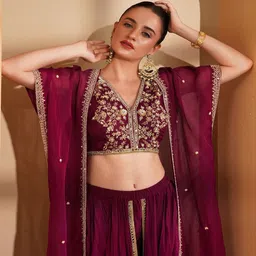 MILU MADAN Women Embellished Top & Dhoti Co-Ord With Shrug-picture-12