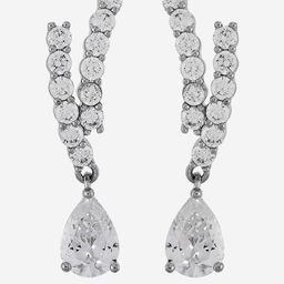 Kushal's Fashion Jewellery Rhodium-Plated Contemporary Zircon Studded Drop Earrings-picture-45