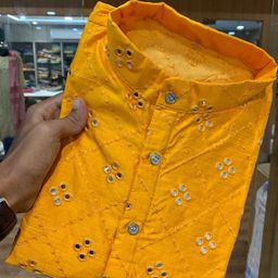 Vinaari Fab Men Embroidered Straight Kurta (Yellow)-image-83