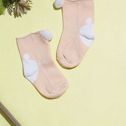 TIPY TIPY TAP Kids Teddy Patterned Ankle-Length Socks With Pom Pom Embellishments-image-24