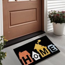 Myntra Elegant Homes Black & White Self-Designed Anti Skid Doormats-picture-28