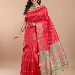 House of Pataudi Ethnic Motifs Woven Design Zari Banarasi Saree-picture-15