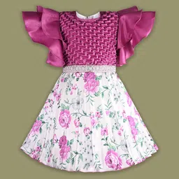 Wish Karo Girls Floral Printed Fit & Flare Knee Length Dress-36