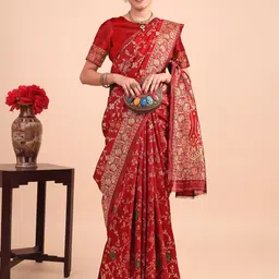 AMK FASHION Woven Design Zari Art Silk Kanjeevaram Saree-picture-51
