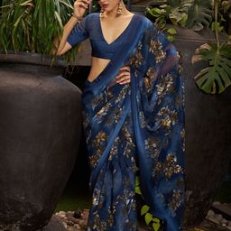Sanwariya Silk Floral Satin Ready to Wear Bagh Saree-image-11