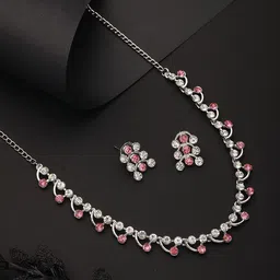 Anouk Rhodium-Plated American Diamond Stone-Studded Jewellery Set-picture-34