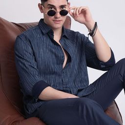 IVOC Men Relaxed Fit Vertical Striped Spread Collar Cotton Casual Shirt-picture-48