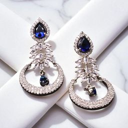 The Pari Rhodium-Plated American Diamond Studded Teardrop Shaped Drop Earrings-image-76