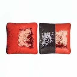 Black gold Red & Black Set of 2 Embellished Square Cushion Covers-8