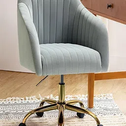 Doe Buck Grey Metal Velvet Finish Adjustable Office Chair-image-13
