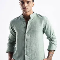 NEVER NEUD Men Milange Linen Look Regular Slim Fit Casual Shirt-image-43