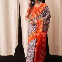 KALINI Ethnic Motifs Print Pure Cotton Bagru Saree-picture-36