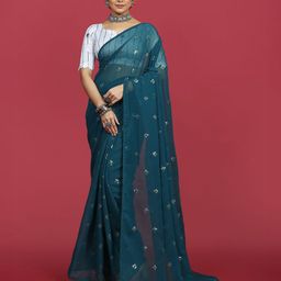 DIVASTRI Ethnic Motifs Embroidered Sequinned Saree-image-27