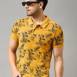 Zigo Men Floral Printed Polo Collar Slim Fit T-shirt-picture-47