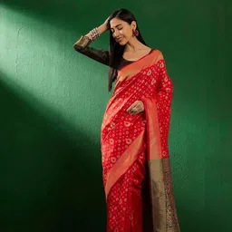 DIVASTRI Woven Design Zari Silk Blend Designer Banarasi Saree-image-83