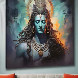 Myntra Elegant Homes Blue & Black Lord Shiva Religious Canvas Wall Art-image-44