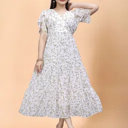 Anouk Floral Print Puff Sleeve Georgette Maxi Dress-image-55