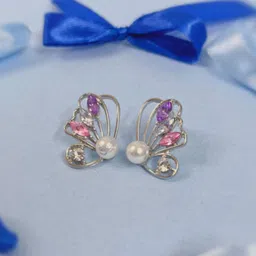 SUBHAGALANKAR Gold-Plated Rhinestone Butterfly Stud-image-57