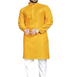 WELL TEX Men Striped Woven Design Mandarin Collar Straight Kurta-image-90