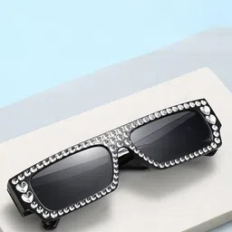 AUGEN Unisex Black Lens & Black Rectangle Sunglasses with-image-8