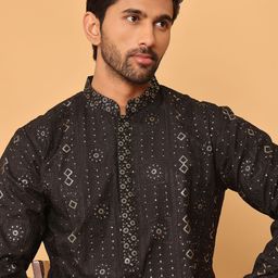 Jompers Men Floral Embroidered Regular Thread Work Kurta with Pyjamas-23