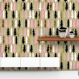 ArtzFolio Beige & Black Printed Peel & Stick Wallpaper-image-93