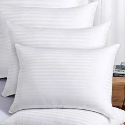 Shadowkart White 5 Pieces Striped Fibre Filled Ultra Soft Sleep Pillows-20