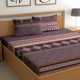 CG HOMES Multicoloured 210 TC King Bedsheet with 2 Pillow Covers-54