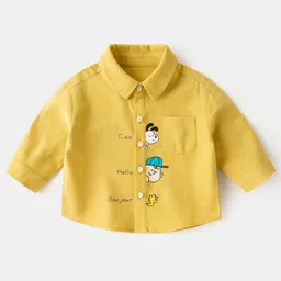 LULU & SKY Boys Relaxed Fit Spread Collar Graphic Printed Organic Cotton Casual Shirt-image-99