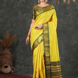 DIVASTRI Ethnic Motifs Zari Silk Blend Banarasi Saree-image-52