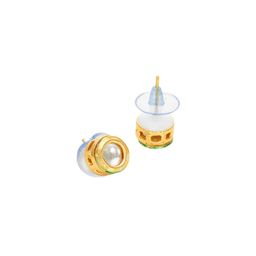 aadita Gold-Plated Artificial Stones Studded Circular Shaped Studs image 3