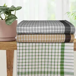 Athom Living White & Green 3 Printed Cotton 210 GSM Bath Towel-28
